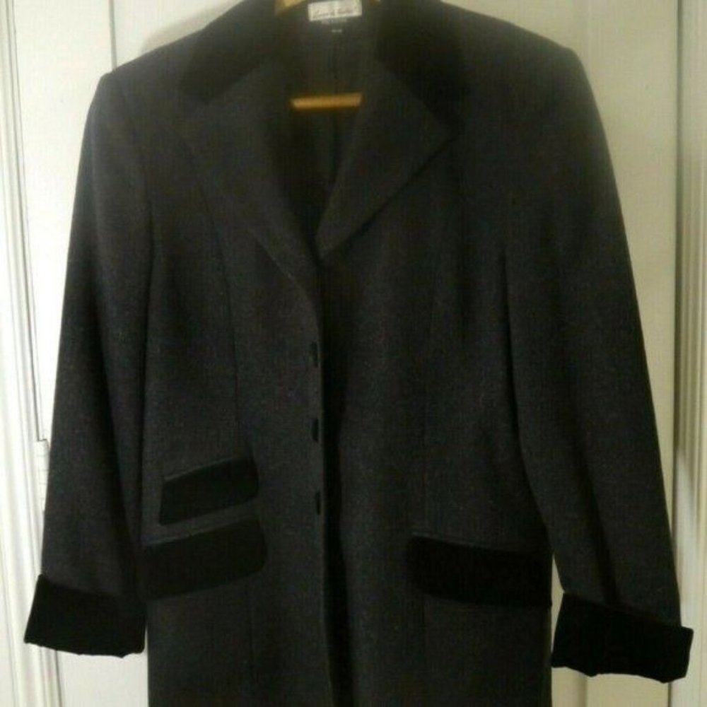 Laura Winston Grey Wool Pea Coat Womens 15 / 16 Equestrian
